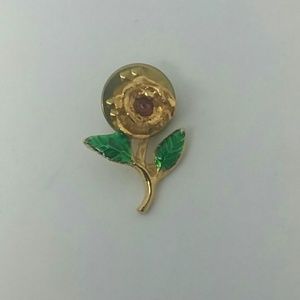 24k Gold Electroplated Genuine Ruby Pin